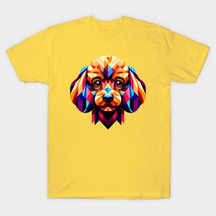 Colorful Toy Poodle Portrait: Geometric Canine Art T-Shirt